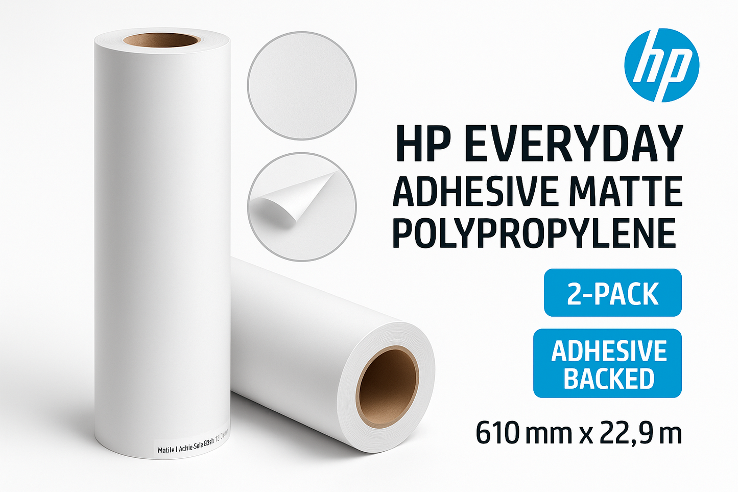 C0F18A - HP Everyday Adhesive Matte Polypropylene, 2 Pack - 610 mm x 22.9 m