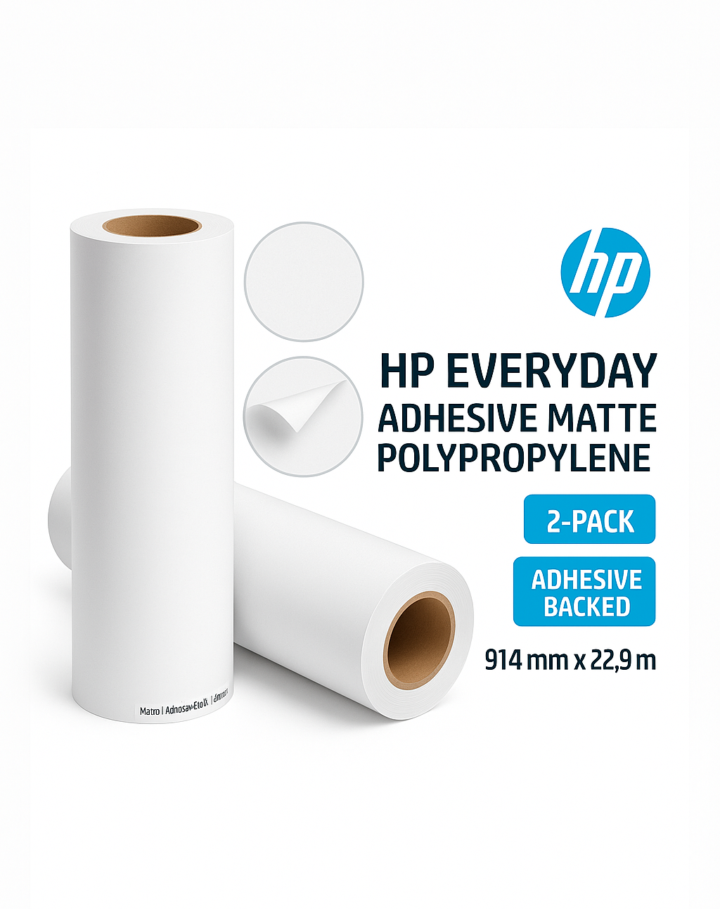 C0F19A - HP Everyday Adhesive Matte Polypropylene, 2 Pack - 914 mm x 22.9 m