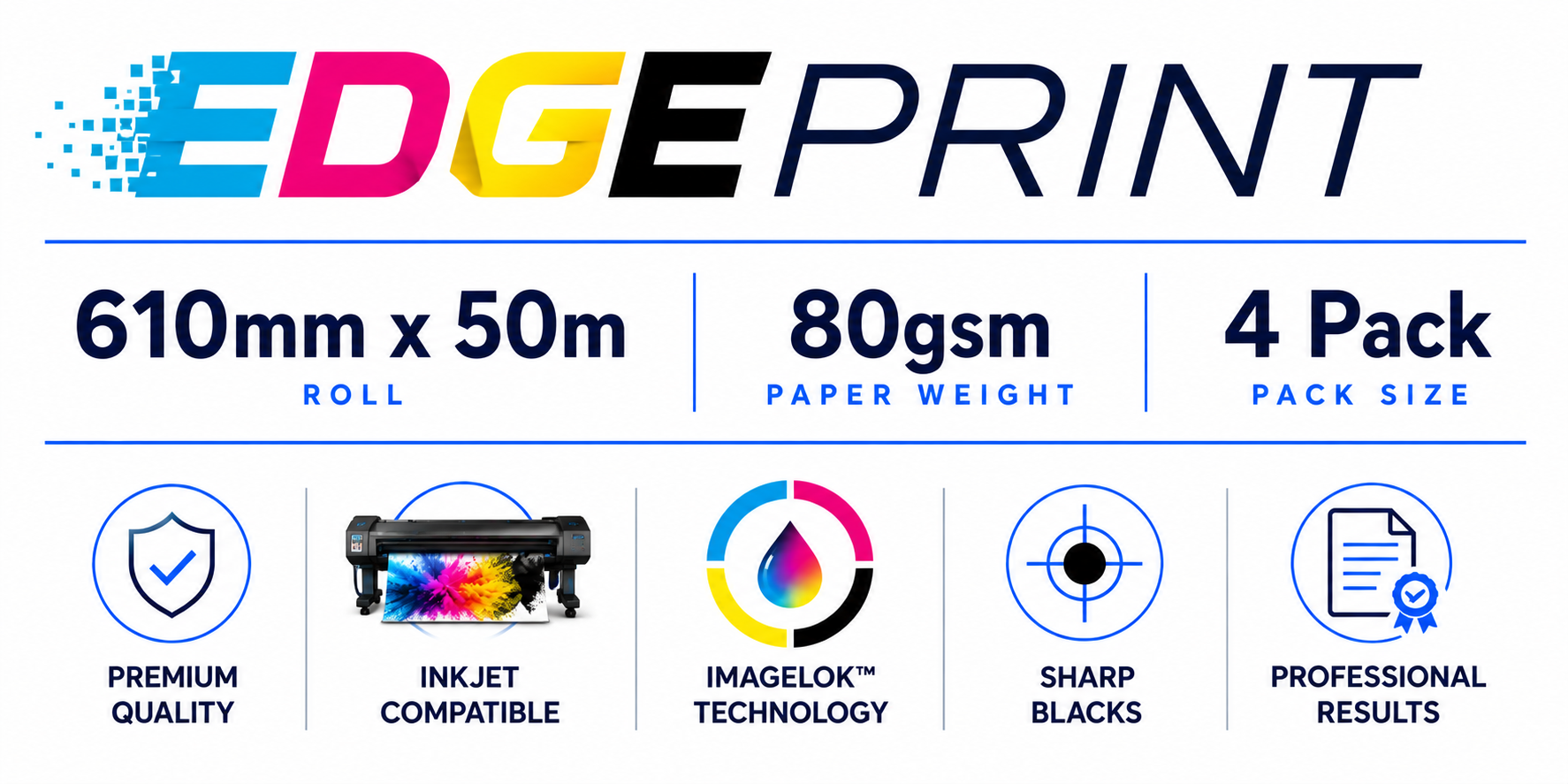 Edge Print Bond Paper 610mm x 50m